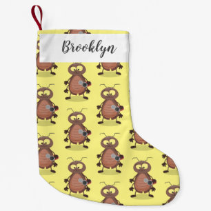 Funny cute cockroach cartoon character small christmas stocking