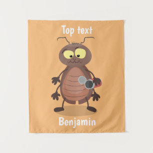 Funny cute cockroach cartoon character  tapestry