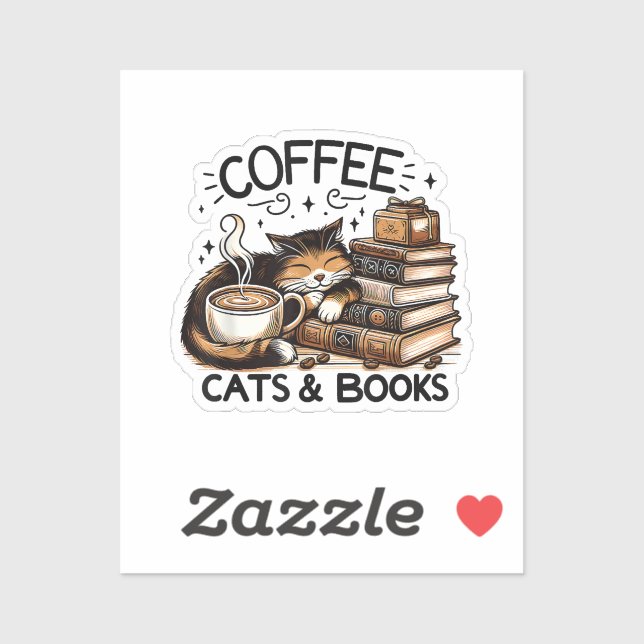 Funny Cute Coffee Cats Books Lover Gift Idea Women (Sheet)