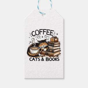 Funny Cute Coffee Cats Books Lover Gift Idea Women Tags