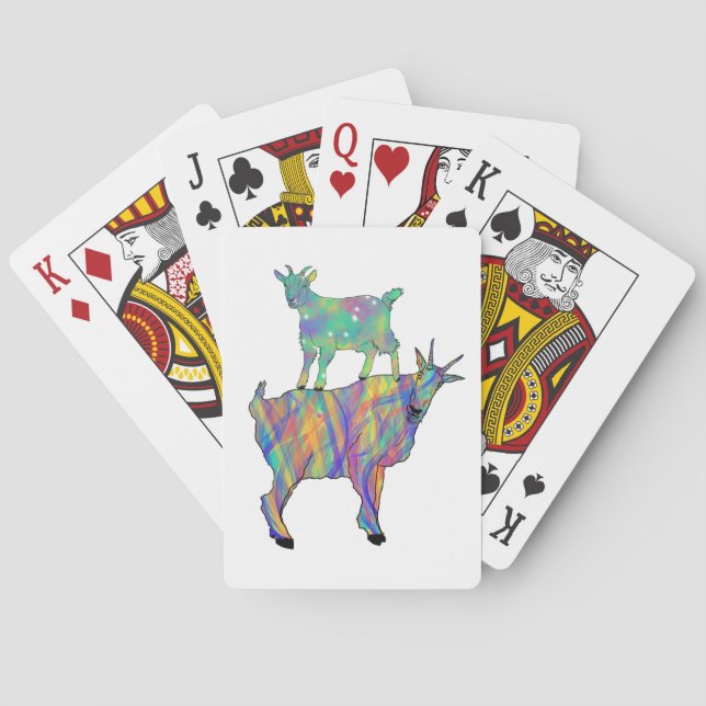 Funny Cute Colourful Psychedelic Rainbow Goat Art Playing Cards (Back)