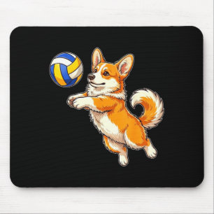 Funny cute corgi dog playing volleyball sports mouse mat