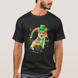 Funny Cute Corgi Leprechaun Shamrock St Patrick's T-Shirt