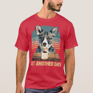 Funny & cute Corgi puppy drinks coffee T-Shirt