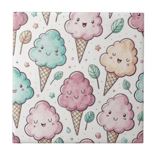 Funny cute cotton candy kawaii seamless pattern tile