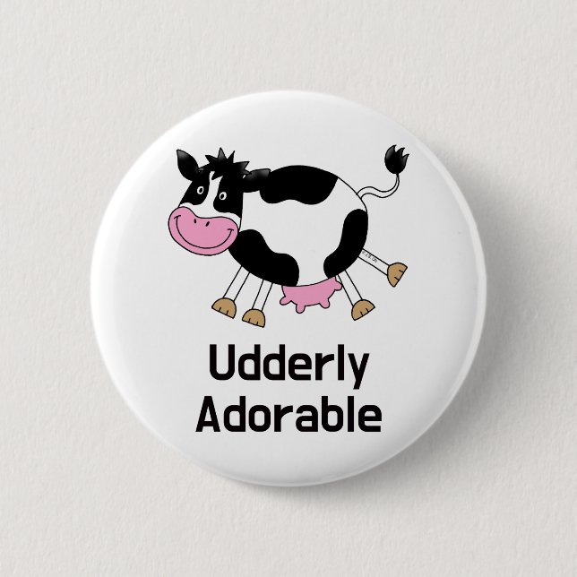 Funny Cute Cow Pun Cartoon Design 6 Cm Round Badge (Front)