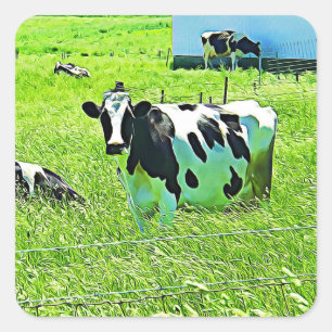 Funny Cute Cows on Farm Barn Stickers