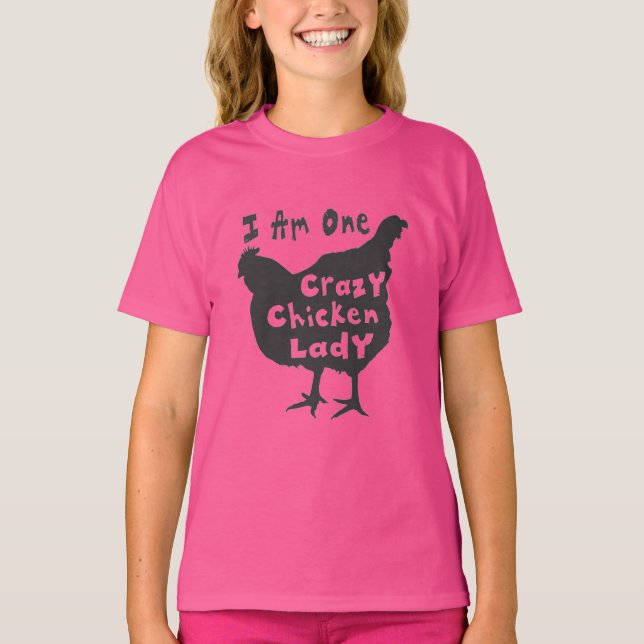 Funny Cute Crazy Chicken Lady T-Shirt (Front)