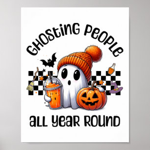 Funny Cute Creepy Ghost Halloween Graphic Kids Adu Poster