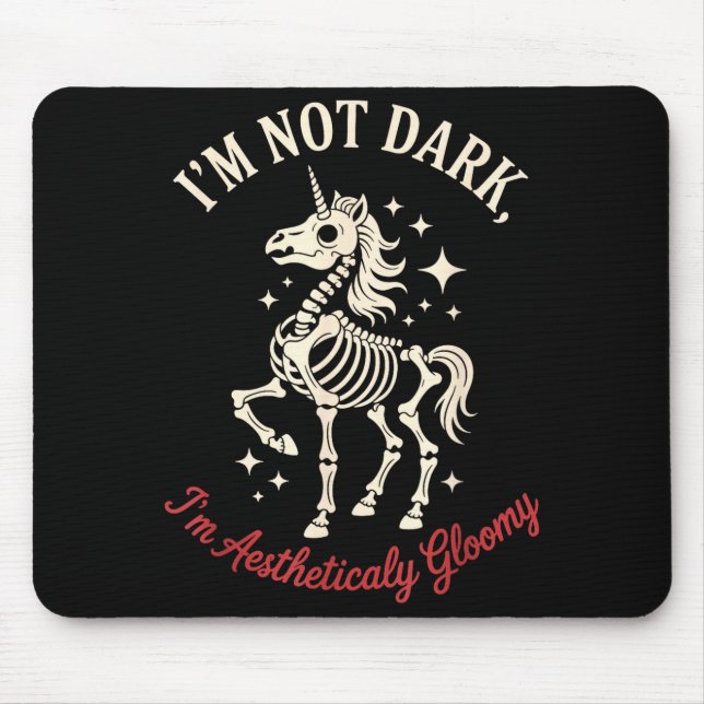 Funny Cute Creepy Unicorn Skeleton Dark Humor Goth Mouse Mat (Front)