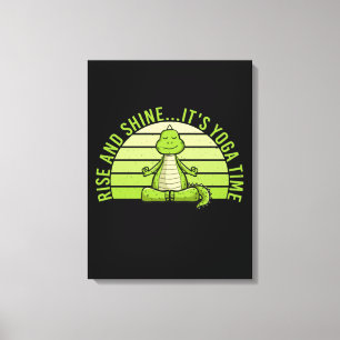 Funny cute crocodile doing yoga. funny yoga quotes canvas print
