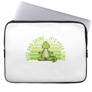 Funny cute crocodile doing yoga. funny yoga quotes laptop sleeve