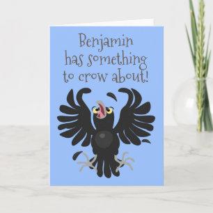 Funny cute crow raven cartoon illustration card