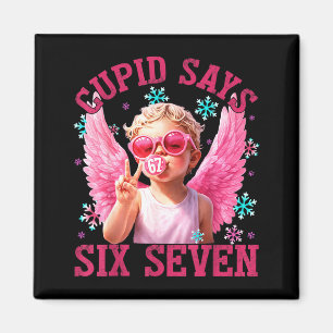 Funny Cute Cupid Says Six Seven Valentines Day 67 Magnet