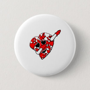 Funny Cute Dabbing Red White Hearts Valentines Day 6 Cm Round Badge