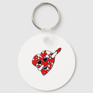 Funny Cute Dabbing Red White Hearts Valentines Day Key Ring