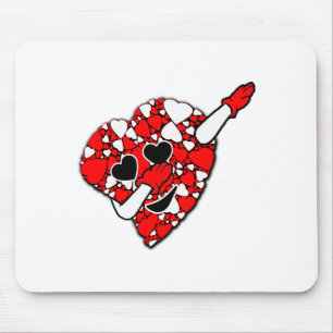 Funny Cute Dabbing Red White Hearts Valentines Day Mouse Mat