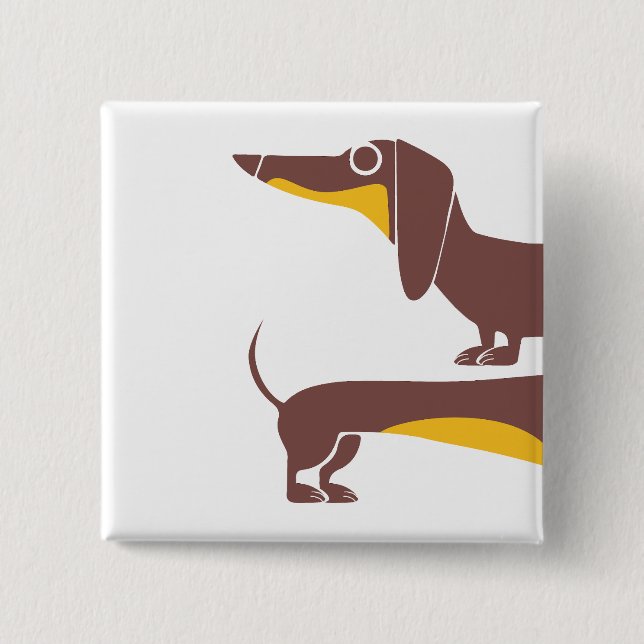 Funny cute dachshund for long dog parent 15 cm square badge (Front)
