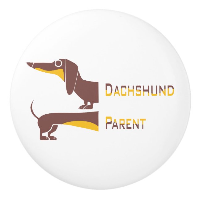 Funny cute dachshund for long dog parent ceramic knob (Front)