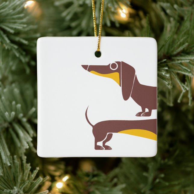 Funny cute dachshund for long dog parent ceramic ornament (Tree)