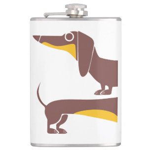 Funny cute dachshund for long dog parent hip flask