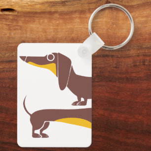 Funny cute dachshund for long dog parent key ring