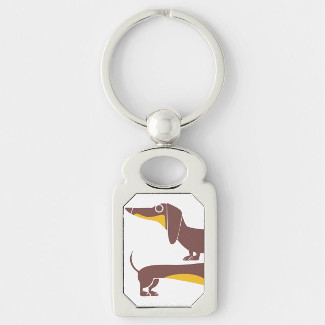 Funny cute dachshund for long dog parent key ring (Front)