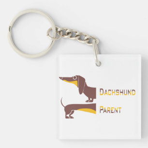 Funny cute dachshund for long dog parent key ring