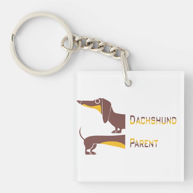 Funny cute dachshund for long dog parent key ring (Front)