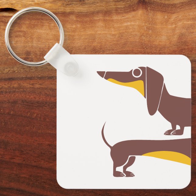 Funny cute dachshund for long dog parent key ring (Front)