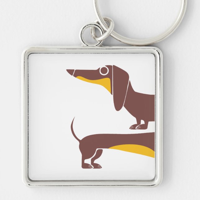 Funny cute dachshund for long dog parent key ring (Front)