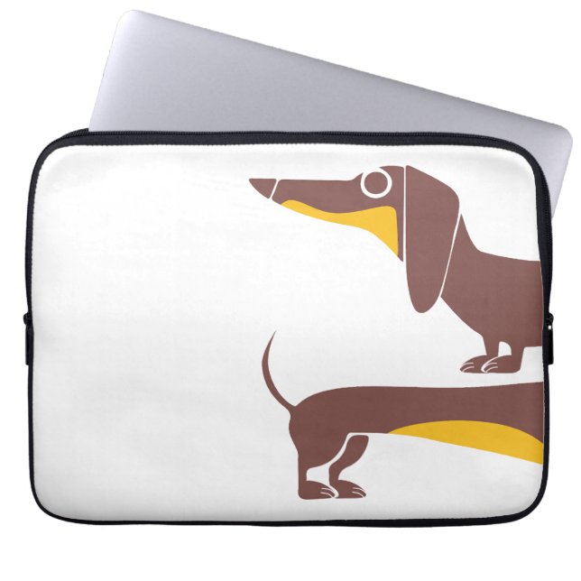 Funny cute dachshund for long dog parent laptop sleeve (Front)