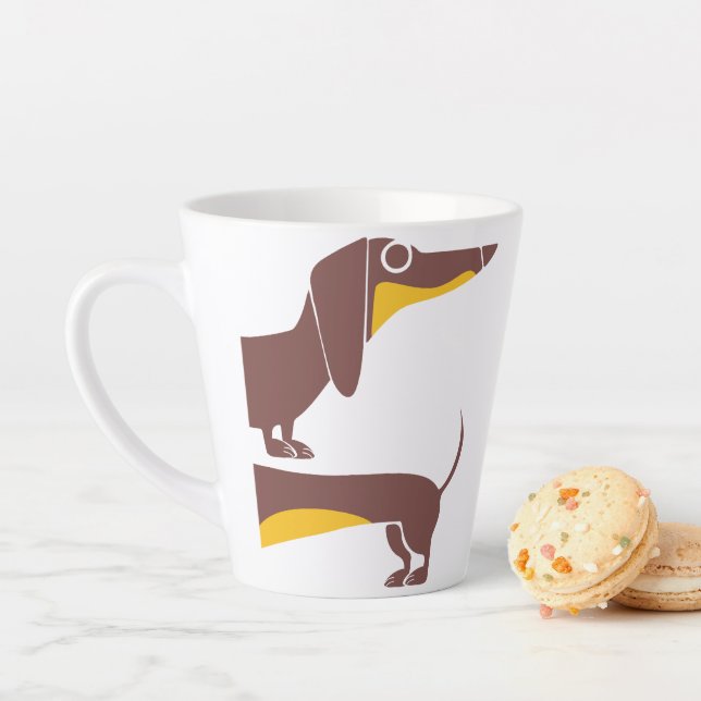 Funny cute dachshund for long dog parent latte mug (In Situ)