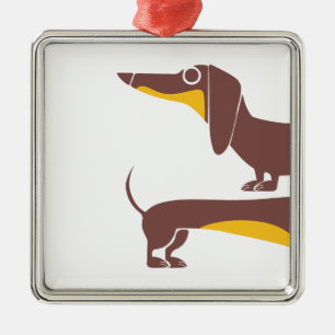 Funny cute dachshund for long dog parent metal tree decoration