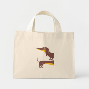 Funny cute dachshund for long dog parent mini tote bag
