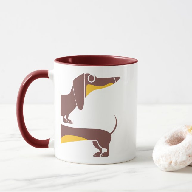 Funny cute dachshund for long dog parent mug (With Donut)