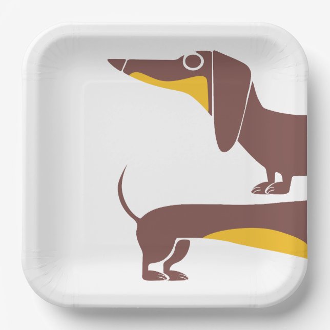 Funny cute dachshund for long dog parent paper plate (Front)