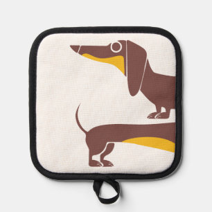 Funny cute dachshund for long dog parent pot holder