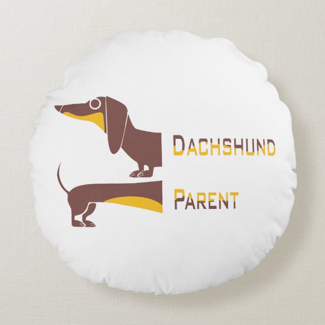Funny cute dachshund for long dog parent round cushion (Front)