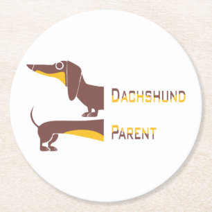 Funny cute dachshund for long dog parent round paper coaster
