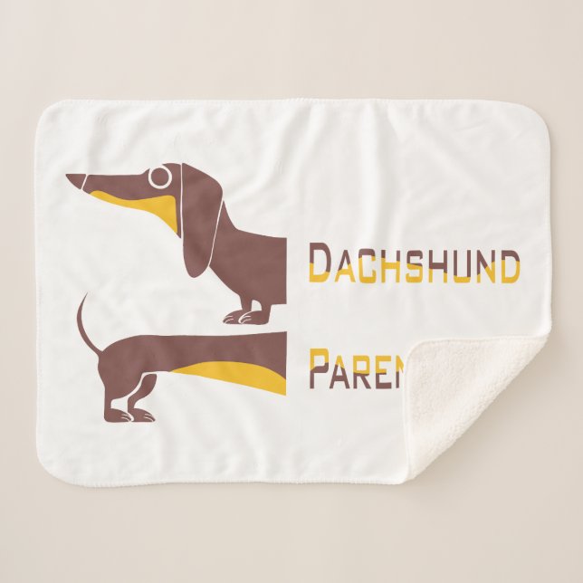 Funny cute dachshund for long dog parent sherpa blanket (Front (Horizontal))