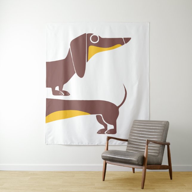 Funny cute dachshund for long dog parent tapestry (In Situ)