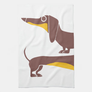 Funny cute dachshund for long dog parent tea towel
