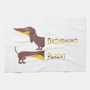Funny cute dachshund for long dog parent tea towel