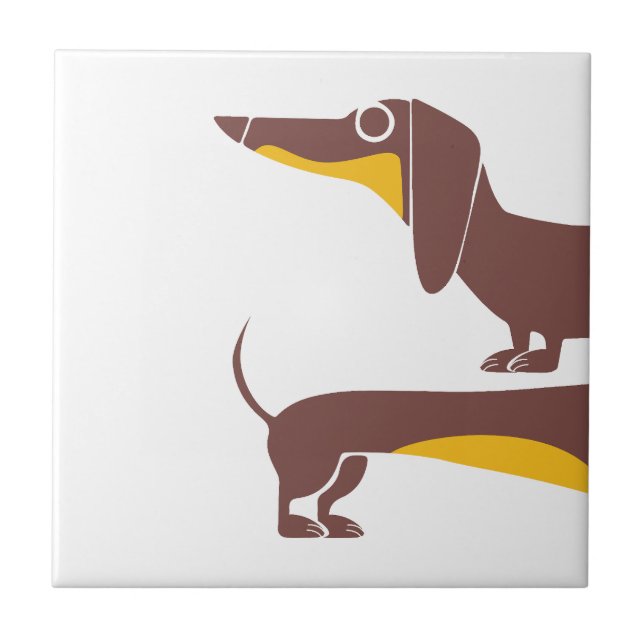 Funny cute dachshund for long dog parent tile (Front)