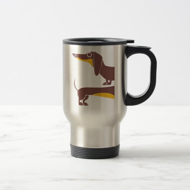 Funny cute dachshund for long dog parent travel mug (Right)