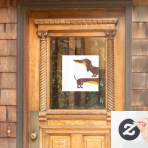Funny cute dachshund for long dog parent window cling