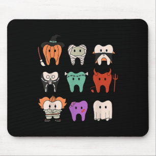 Funny Cute Dental Hygiene Monsters Teeth Squad Hal Mouse Mat