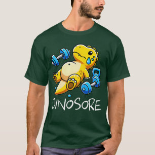 Funny Cute Dinosaur Workout Gym Fitness Weightlift T-Shirt