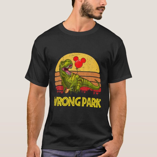 Funny Cute Dinosaur Wrong Tyrannosaurus Park Glass T-Shirt (Front)